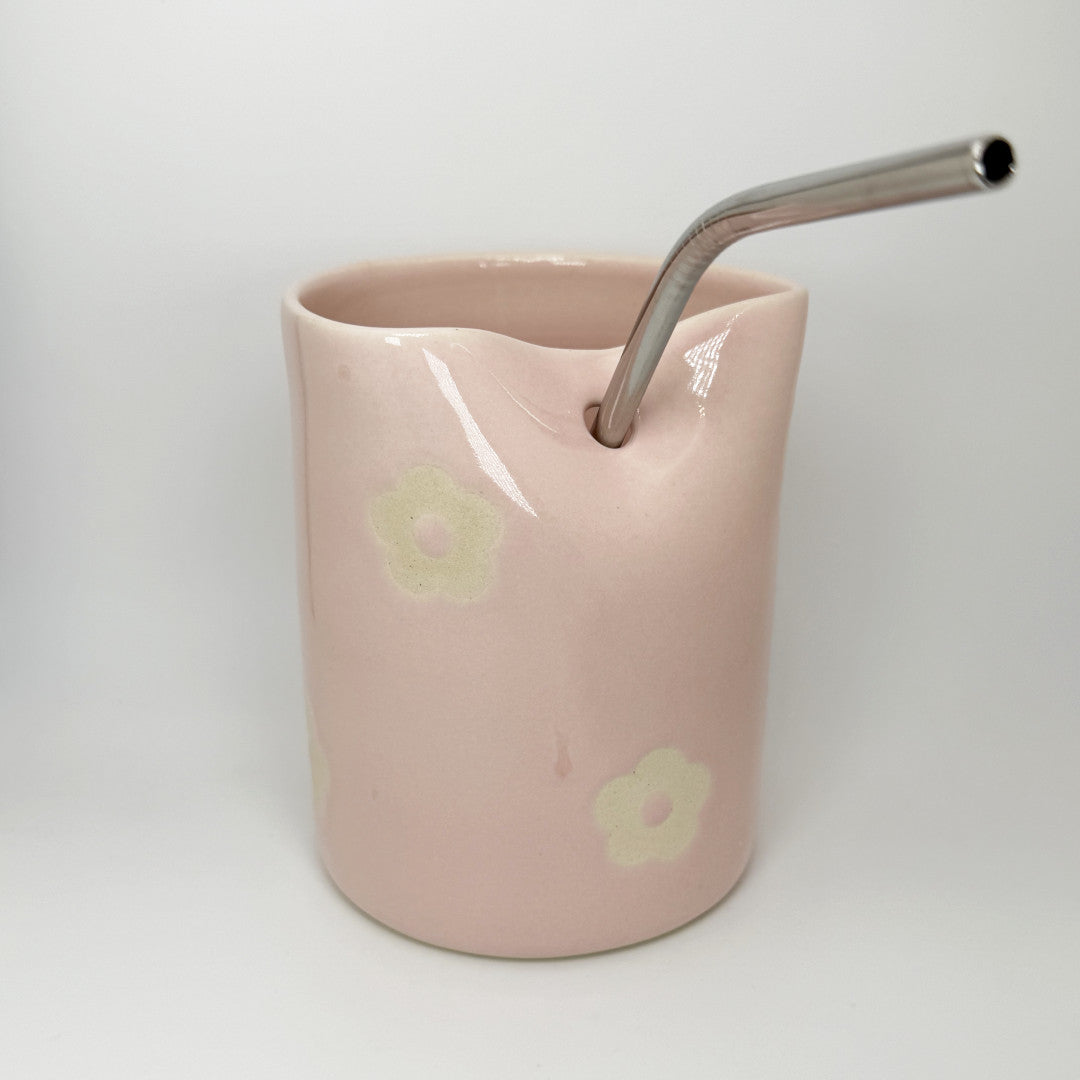 Blush Daisy Straw Cup - Lila's Clayground