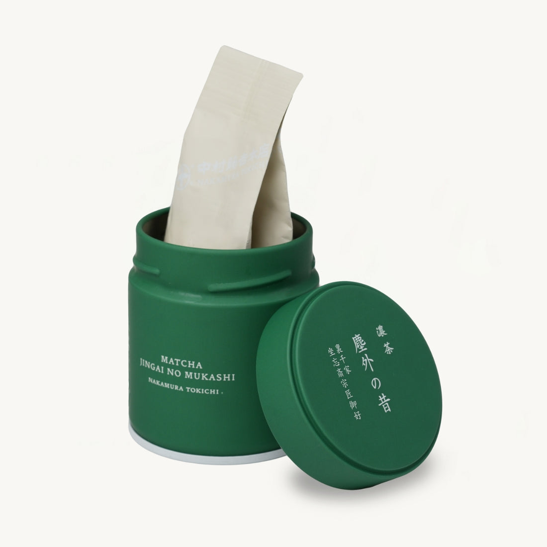 Jingai no Mukashi Matcha - Nakamura Tokichi - 30 Gram Tin. Open can.