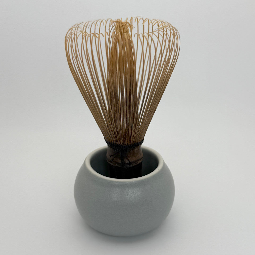 Matcha Whisk Stand - Gray - Origami - Side 2 Holding Whisk