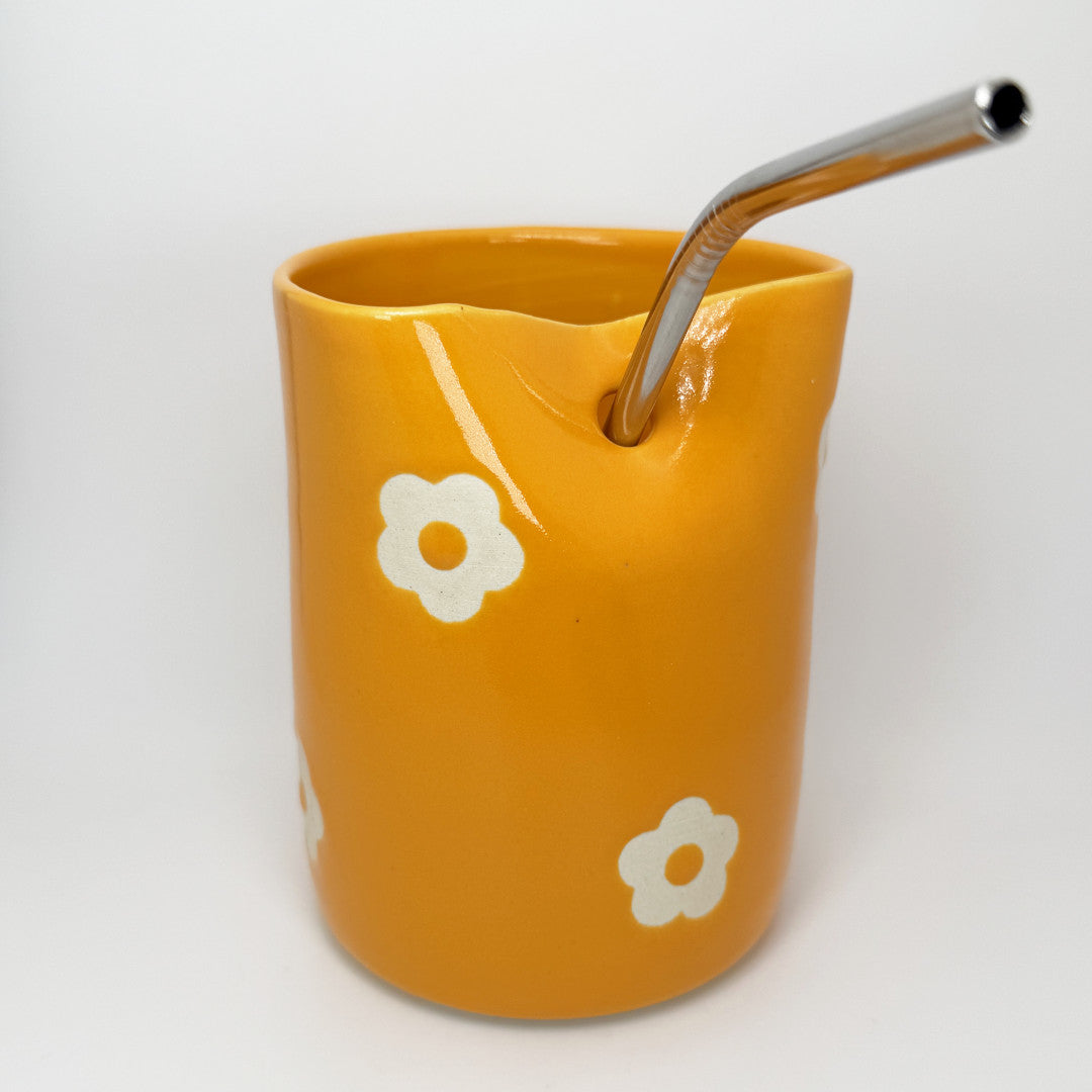 Orange Straw Cup - Lila's Clayground X Ujicha Matcha