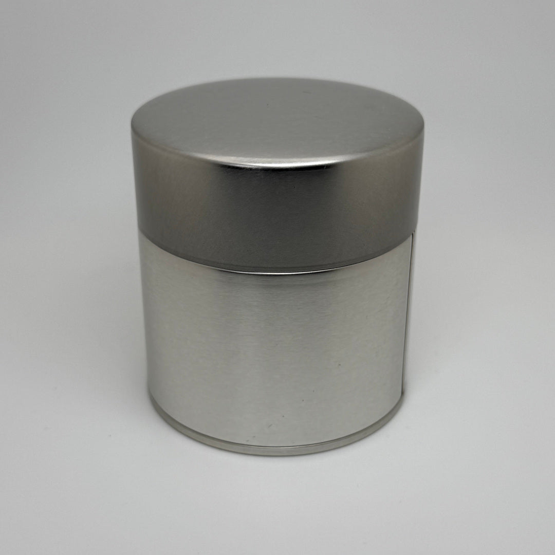 Silver Tea Canister - Kotodo - 100 Gram Capacity. Closed.