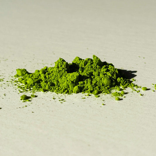 Matcha powder ready to be sifted and whisked into a bowl with water