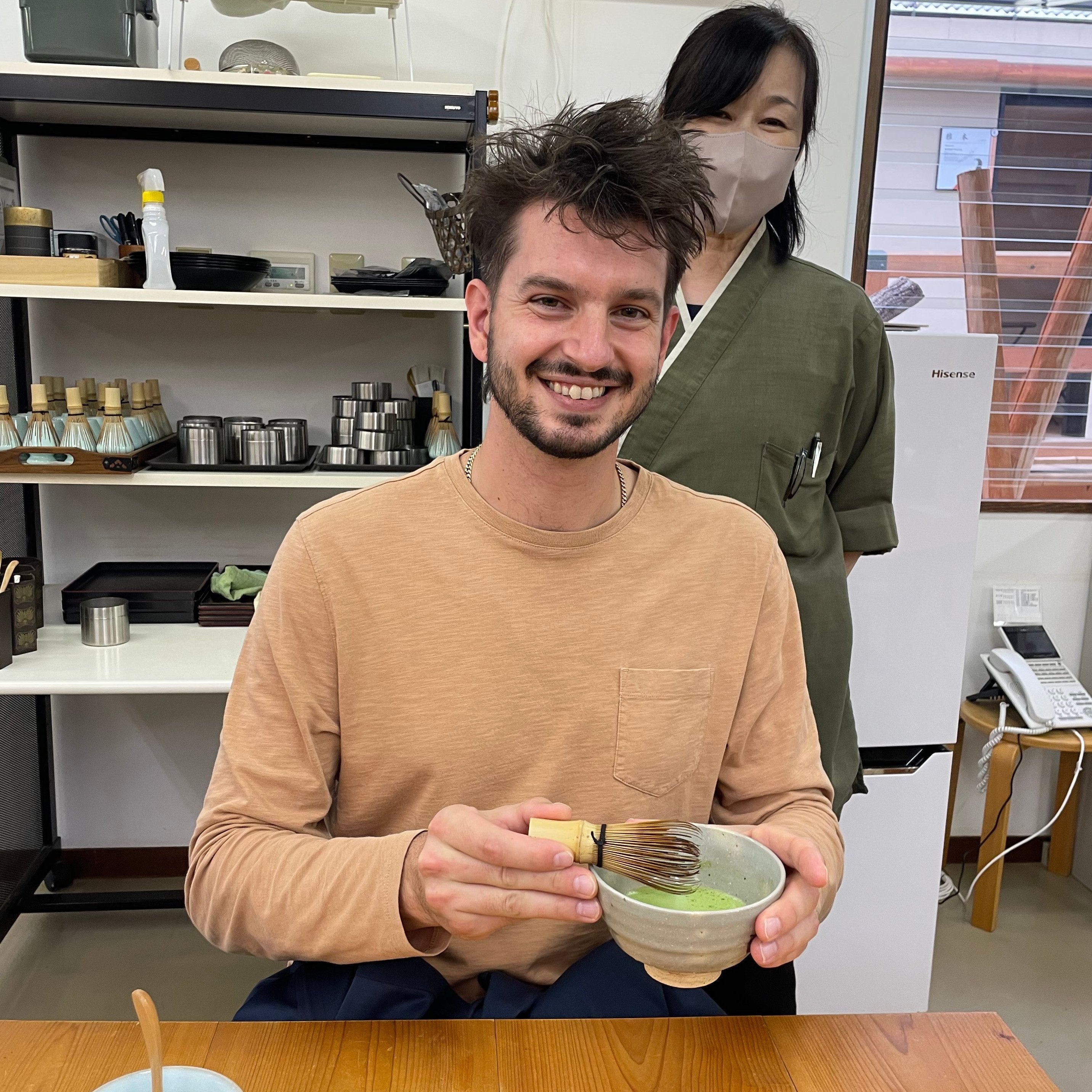 matcha latte making in japan