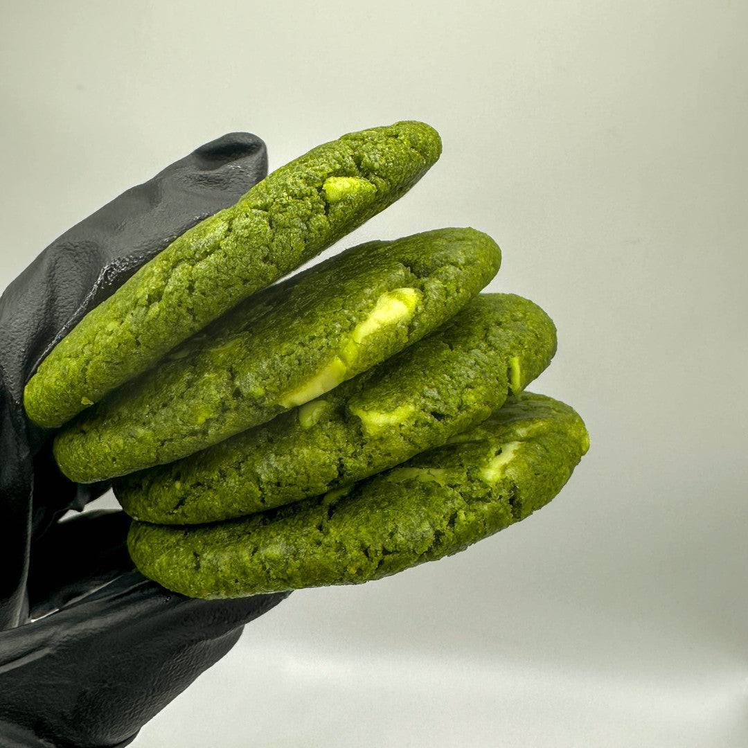 Mel's Cookie Craft stack. Side Profile. Matcha cookies.