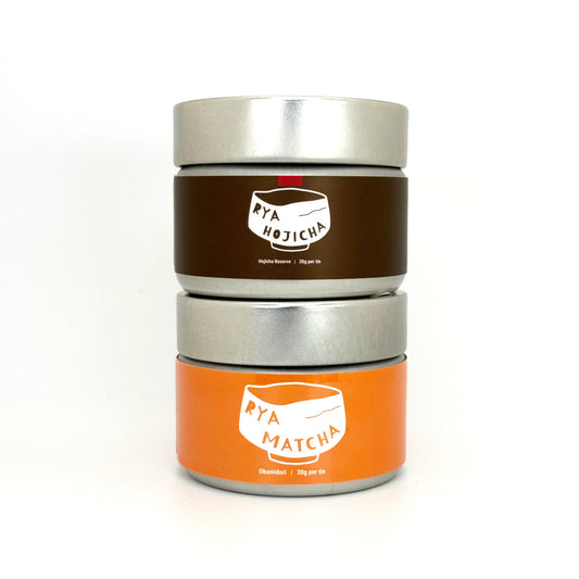 Okumidori and Hojicha Reserve Daily Ritual Duo Bundle - Rya - 30 Gram Tin Cans